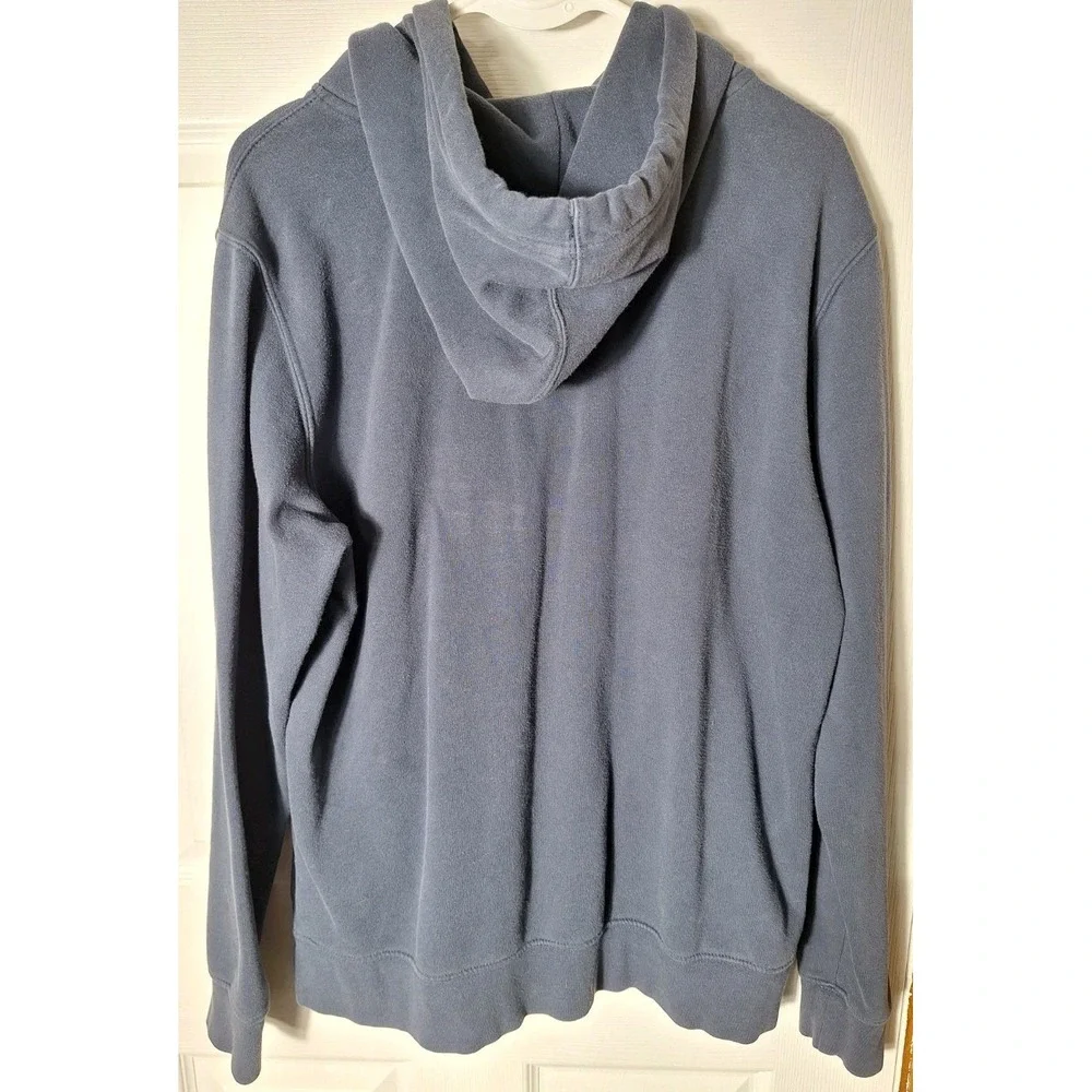 The North Face Mens Hoodie Gray Blue Logo Pullover Hooded Sweatshirt Size Medium